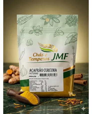 Açafrão Cúrcuma em Pó 250g Chás e Temperos JMF Sem Glúten