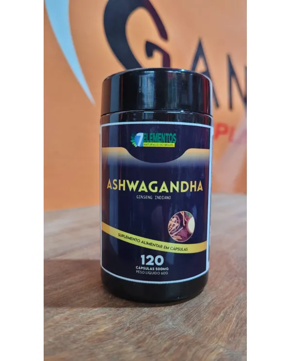 Ashwagandha 7 Elementos 120 Cápsulas 500mg – Ginseng Indiano Suplemento Alimentar Natural