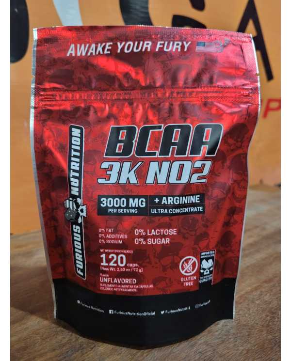 BCAA 3K NO2 120 cápsulas - Furious Nutrition