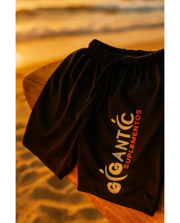 Bermuda Masculina Gigantic Suplementos Preta – Tecido Leve, Confortável e Estilo Esportivo