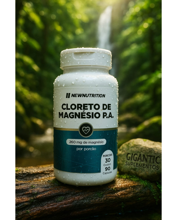 Cloreto de Magnésio P.A. NewNutrition 260mg - 90 Cápsulas - Suplemento Mineral para Músculos e Ossos