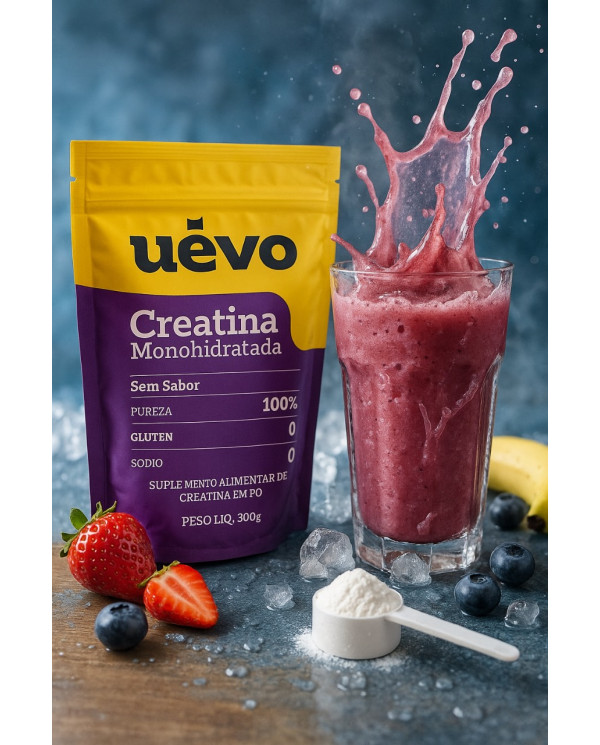 Creatina Monohidratada UÊVO 300g – Pura, Sem Sabor, Alta Performance!