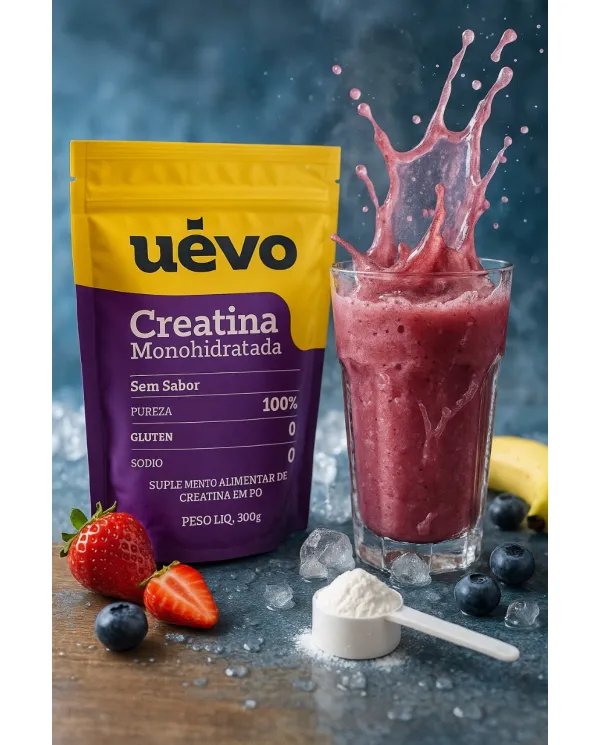Creatina Monohidratada UÊVO 300g – Pura, Sem Sabor, Alta Performance!
