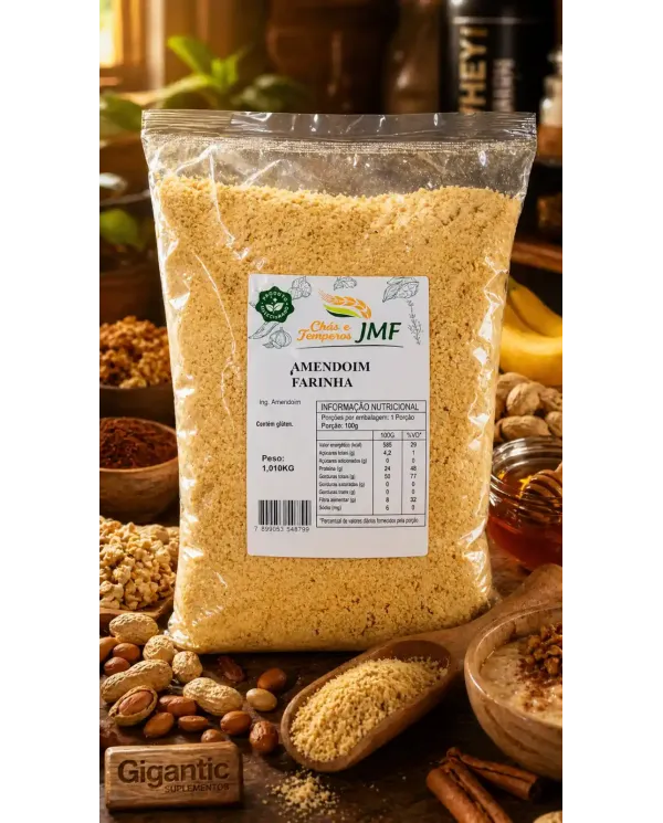 Farinha de Amendoim JMF 1,010kg – Amendoim Moído para Receitas, Bolos, Panquecas e Vitaminas
