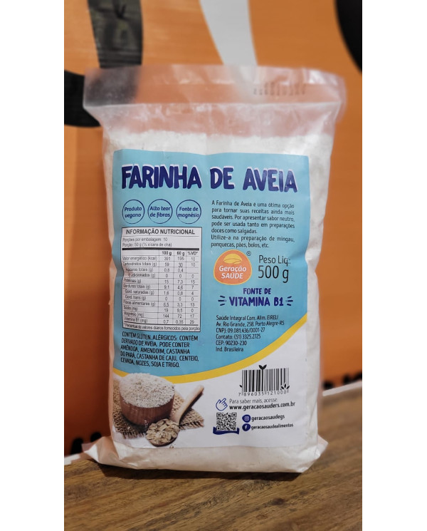 Farinha de Aveia 500g Fonte de Fibras e Magnésio - Geração Saúde 
