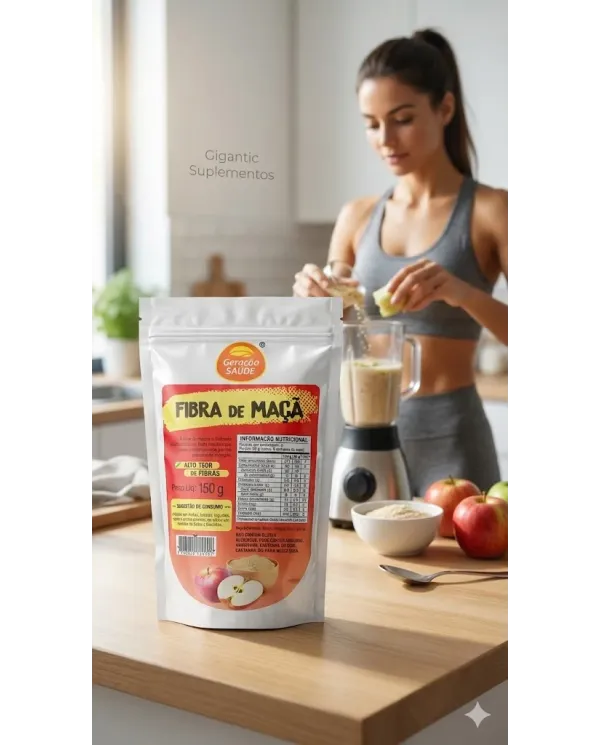 Fibra de Maçã Integral Desidratada 150g Sem Glúten | Alto Teor de Fibras