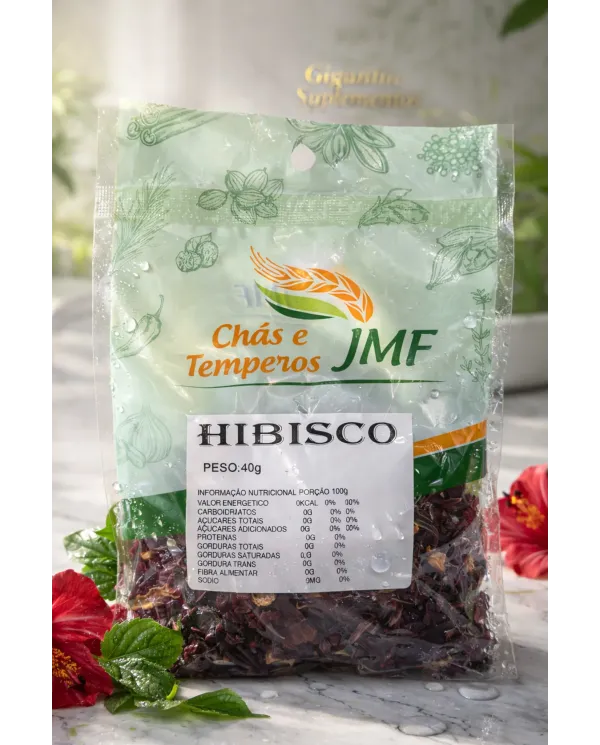 Chá de Hibisco Natural JMF 40g | Flor Seca para Chá Artesanal Sem Glúten