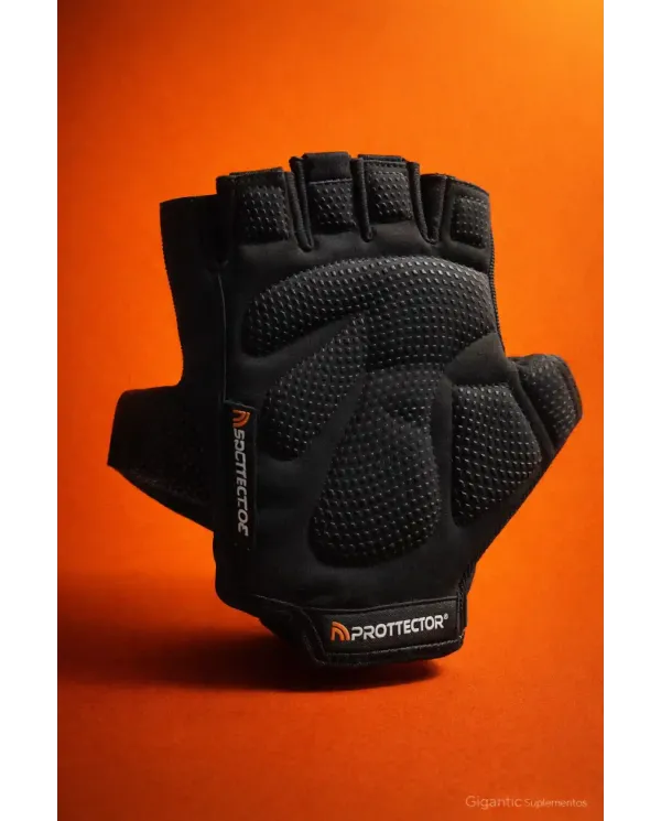 Luva Elastic Fitness Prottector Preta Antiderrapante para Musculação