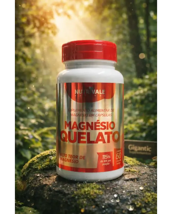 Magnésio Quelato Nutrivale 600mg 60 Cápsulas | Suplemento de Magnésio Alta Absorção