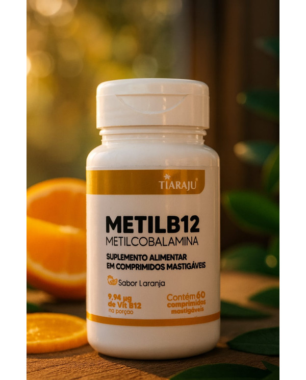 Metil B12 Tiaraju 9,94µg Metilcobalamina 60 Comprimidos Mastigáveis Sabor Laranja Suplemento Alimentar Metil B12 Tiaraju 9,94µg Metilcobalamina 60 Comprimidos Mastigáveis Sabor Laranja Suplemento Alimentar