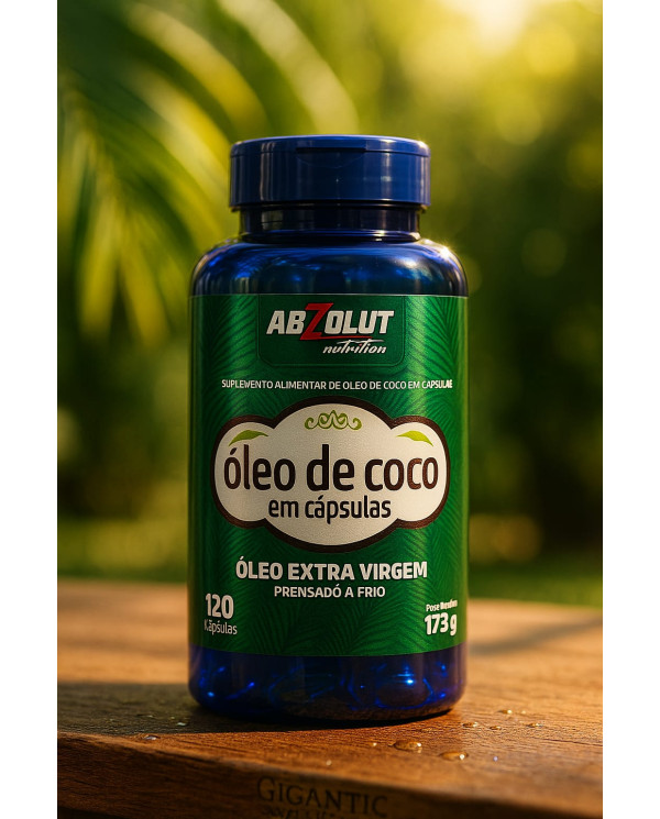 Óleo de Coco Extra Virgem em Cápsulas Absolut Nutrition 120 Cápsulas Prensado a Frio