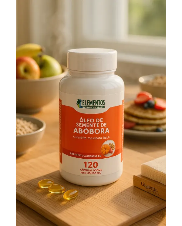 Óleo de Semente de Abóbora 120 Cápsulas – 7 Elementos Naturais – Suplemento com Vitamina E