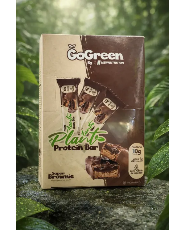 Barra de Proteína Vegana GoGreen Plants12 Unid total 480g Sem Glúten Zero Açúcar