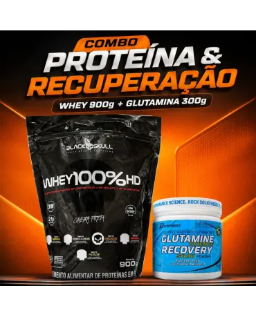 Combo Whey 100% HD Black Skull 900g + Glutamine Science 300g