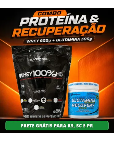 Combo Whey 100% HD Black Skull 900g + Glutamine Science 300g