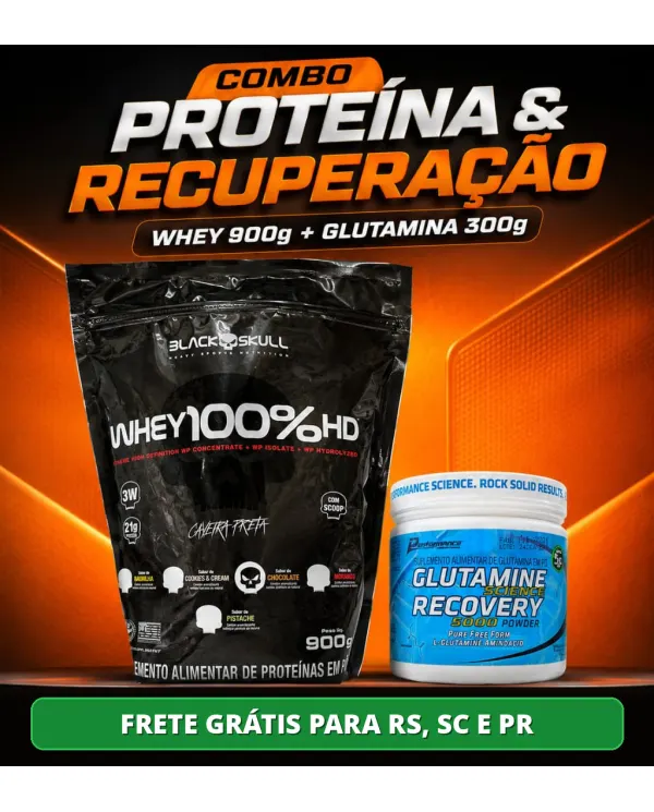 Combo Whey 100% HD Black Skull 900g + Glutamine Science 300g