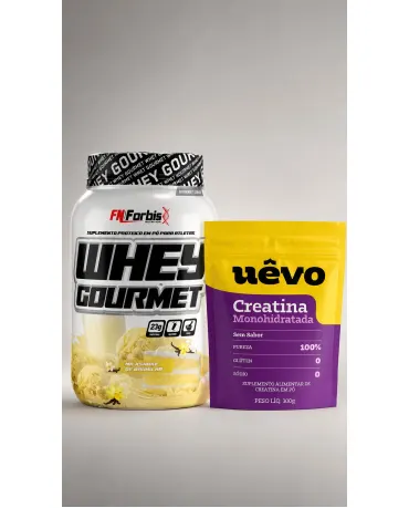 Combo Whey Gourmet 907g + Creatina Uêvo 300g