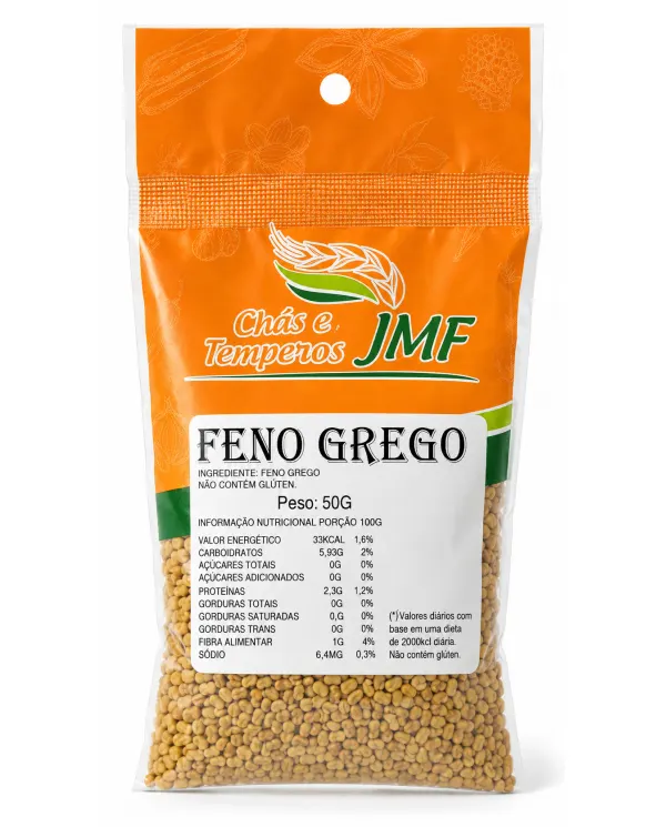 Feno Grego JMF 50g - Chá Natural em Grãos para Saúde e Desempenho