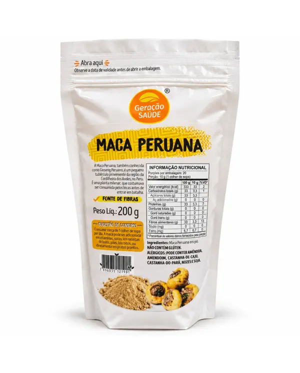 Embalagem de Maca Peruana em Pó Geracão Saude 200g