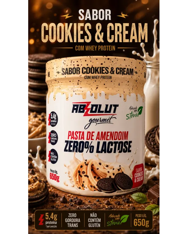 Pasta de Amendoim Zero Lactose com Whey Protein 650g Absolut Gourmet