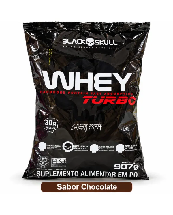 Embalagem Whey Turbo Black Skull 907g