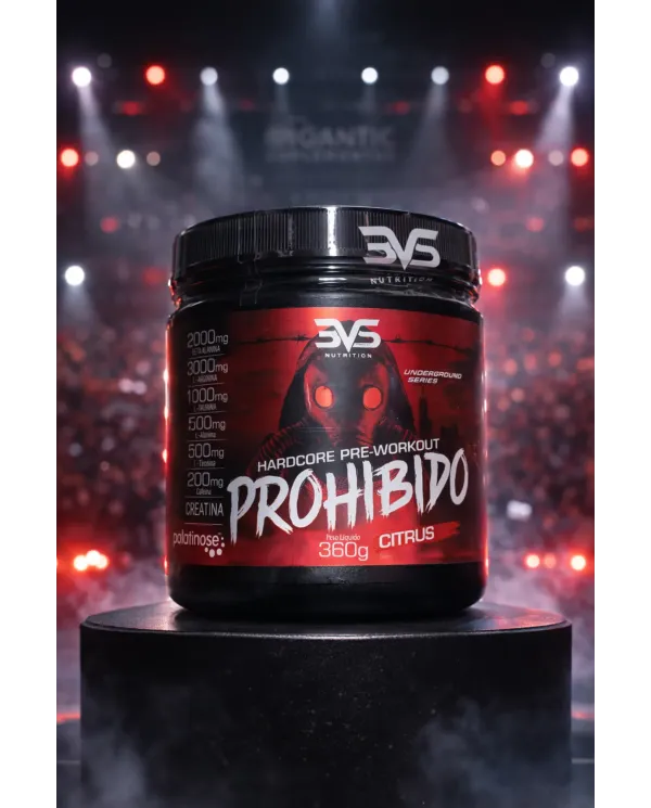 3VS Nutrition Prohibido Pré-Treino 360g com Arginina, Creatina, Beta-Alanina e Cafeína