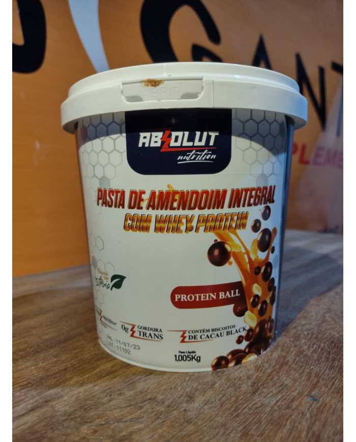 Pasta de Amendoim Integral com Whey Protein Sabor Cookies e Cream 1,005kg  Absolut Nutrition