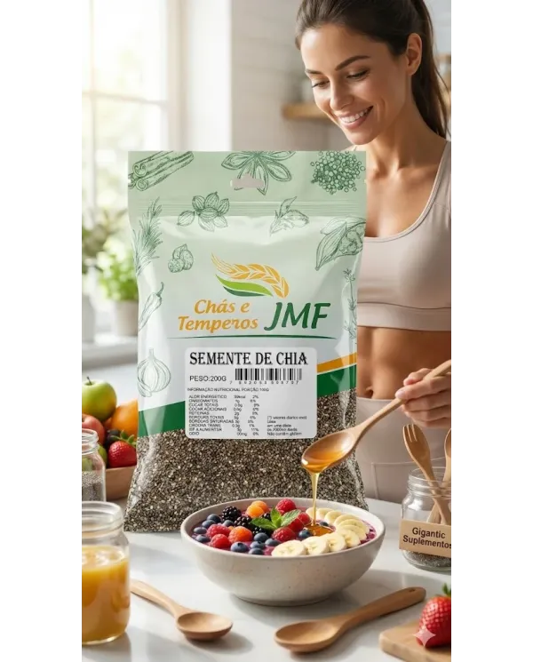 Semente de Chia JMF 200g – Natural, Saudável e Rica em Fibras