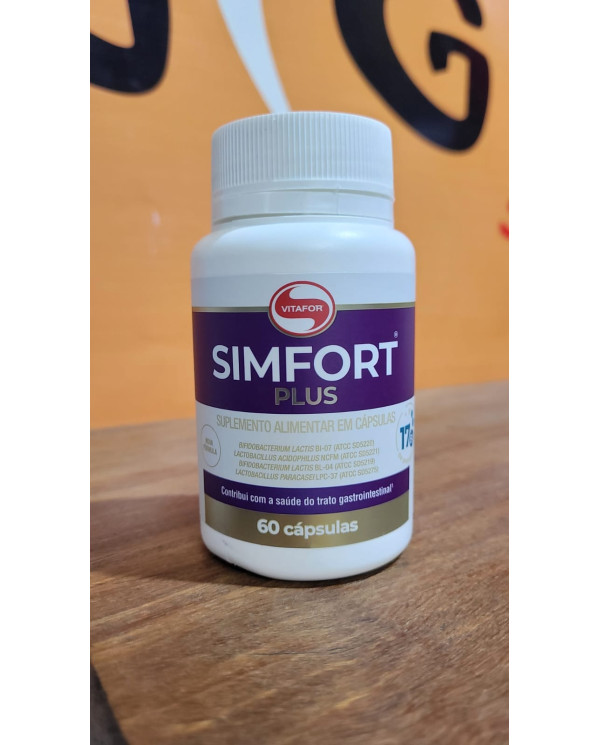Simfort Plus Vitafor 60 Cápsulas – Suplemento Probiótico com 17 Bilhões UFC para Saúde Intestinal