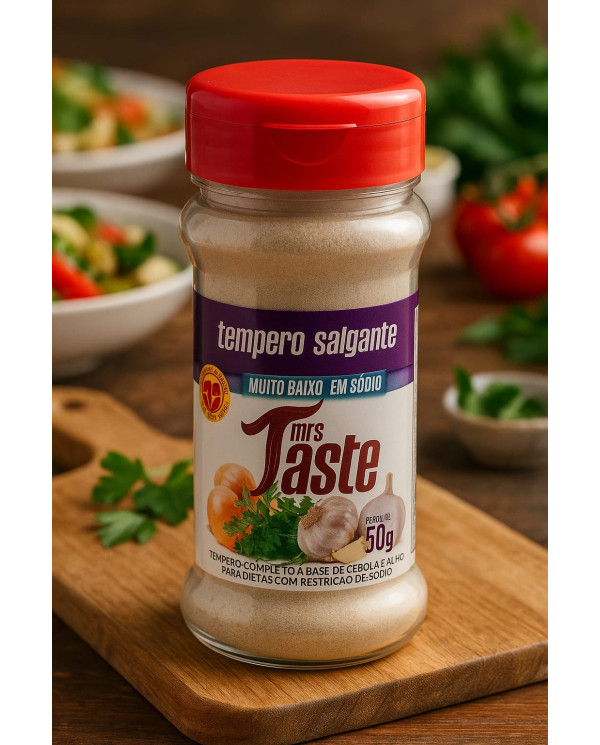 Tempero Salgante Mrs Taste 50g – Sem Adição de Sal, Muito Baixo em Sódio