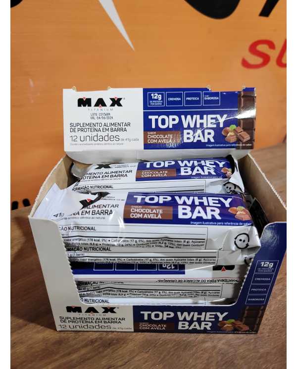 Top Whey Bar 41g - Max Titanium Caixa com 12 unid