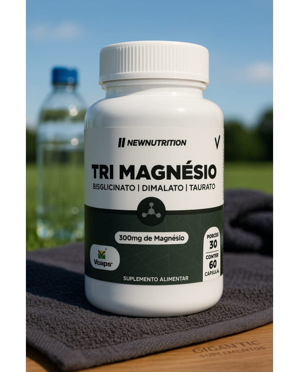 Tri Magnésio NewNutrition 300mg - Bisglicinato, Dimalato e Taurato - 60 Cápsulas Veganas Tri Magnésio NewNutrition 300mg - Bisglicinato, Dimalato e Taurato - 60 Cápsulas Veganas