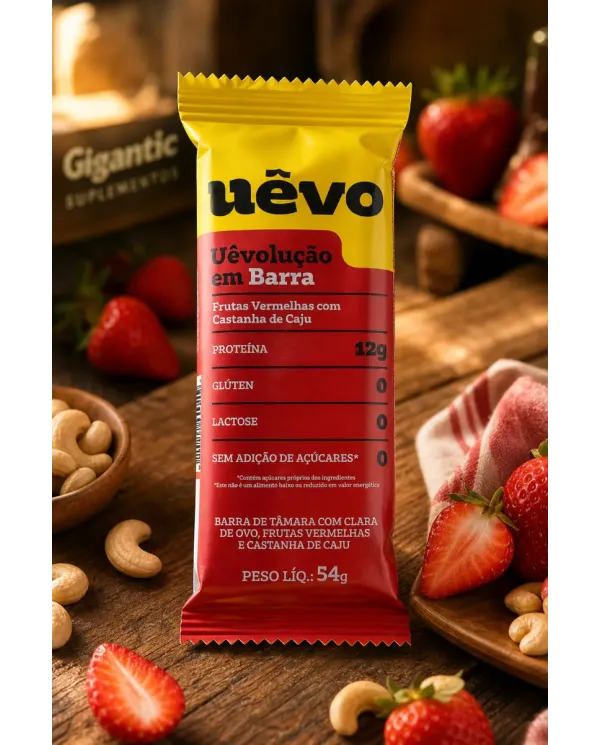 Barra Proteica Uêvo Uêvolução 12g Proteína 54g Sem Glúten Sem Lactose