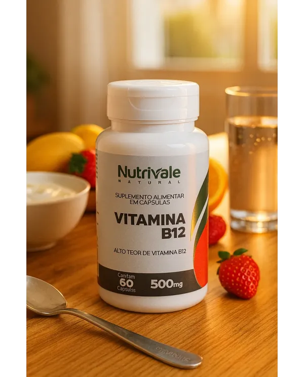 Vitamina B12 500mg 60 Cápsulas Nutrivale Natural – Suplemento Alimentar
