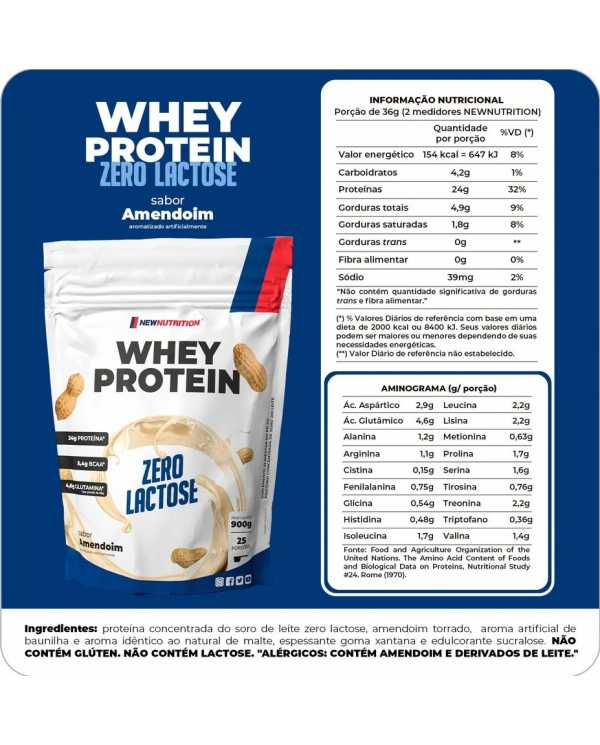 Whey Protein Zero Lactose 900g - New Nutrition