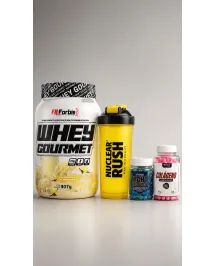 Combo Whey Gourmet + Night Abdomen + Colágeno + Coqueteleira