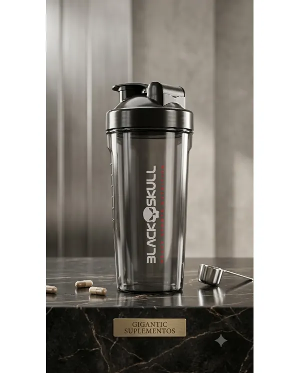 Coqueteleira Black Skull Heavy Sports Nutrition 750ml cor Fumê com escala graduada e tampa trava