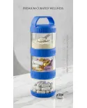 Porta Suplementos e Cápsulas Multi Uso 3 Compartimentos BPA Free Azul — organizador empilhável para academia e viagem
