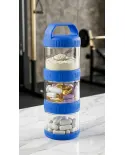 Porta Suplementos e Cápsulas Multi Uso 3 Compartimentos BPA Free Azul — organizador empilhável para academia e viagem