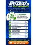 Porta Suplementos e Cápsulas Multi Uso 3 Compartimentos BPA Free Azul — organizador empilhável para academia e viagem
