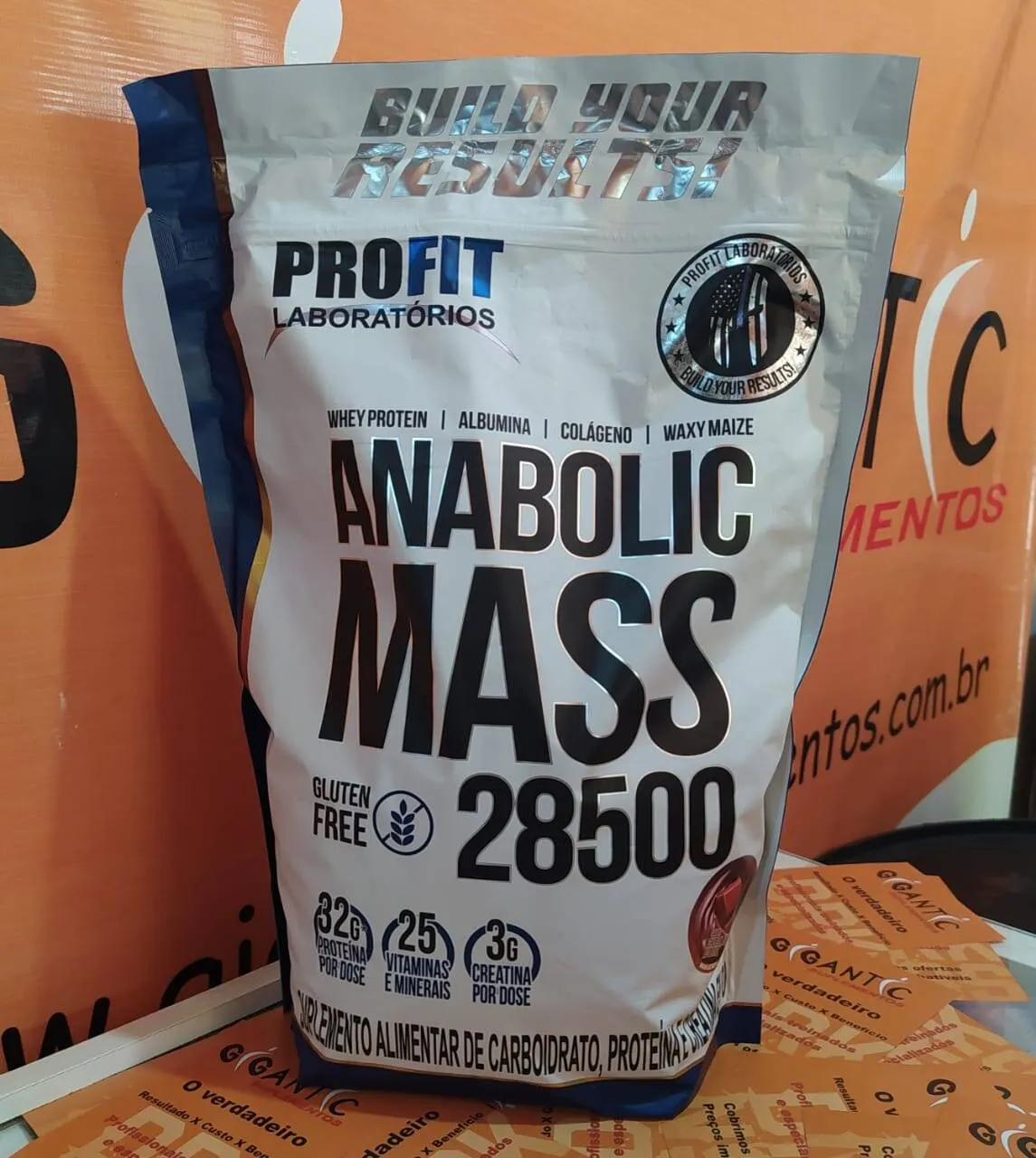 Anabolic Mass 28500 Profit 3kg Hipercalórico Whey Creatina Sem Glúten