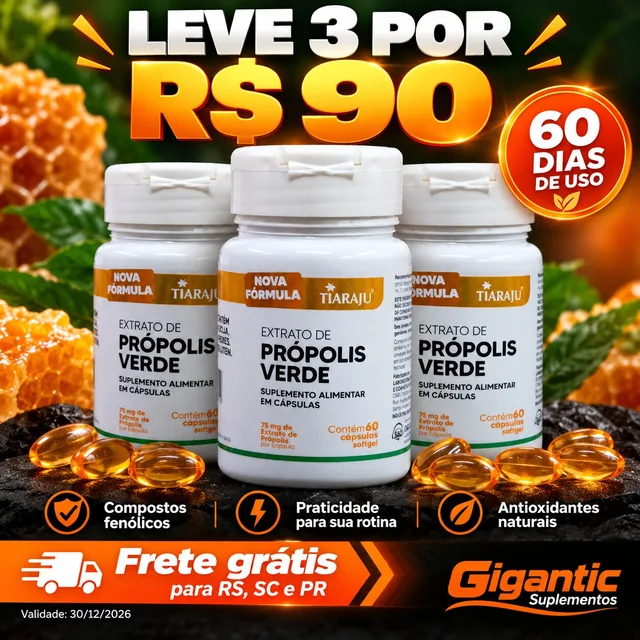 Kit 3 frascos de Própolis Verde Tiaraju